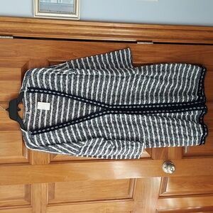 • Cato V-Neck Blue, White Striped Longer Soft Cardigan Sweater, Size 22W, New